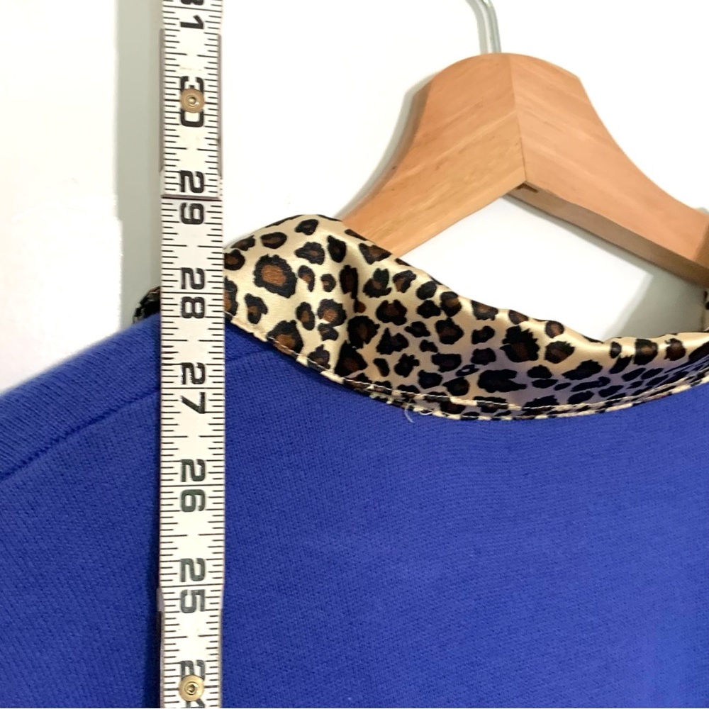 Quacker Factory Royal Blue Leopard Collar Women's Top Size 2X Casual Comfort - Picture 5 of 10